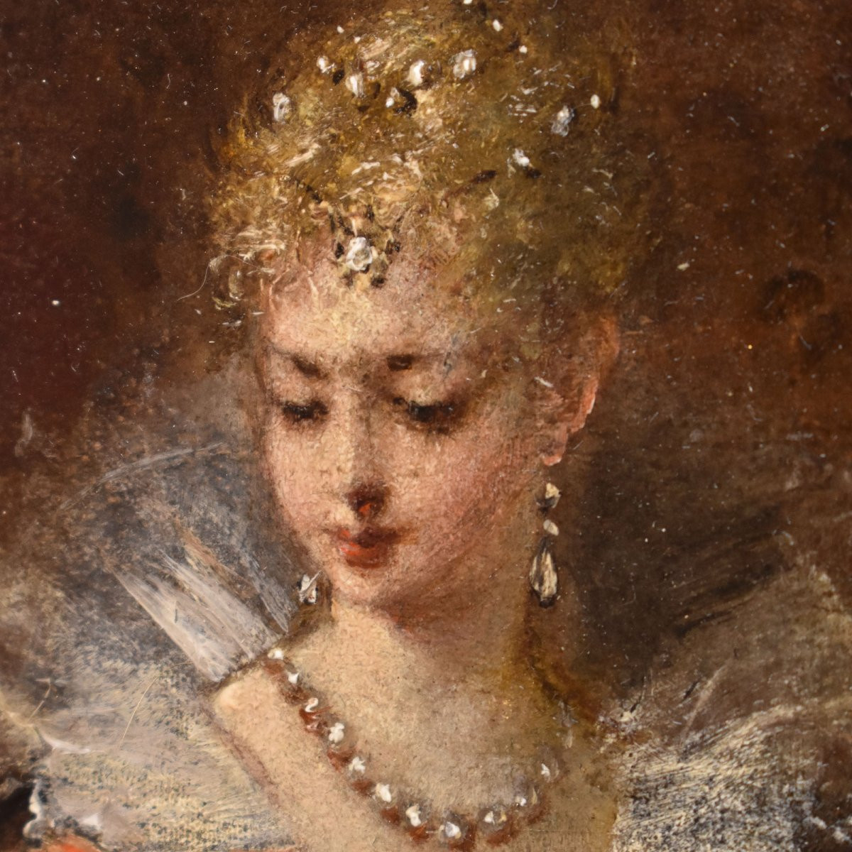 QUADRI ANTICHI DI DONNA CHE LEGGE, RITRATTI FEMMINILI, OLIO SU TAVOLA, EPOCA OTTOCENTO (QR684)-photo-3
