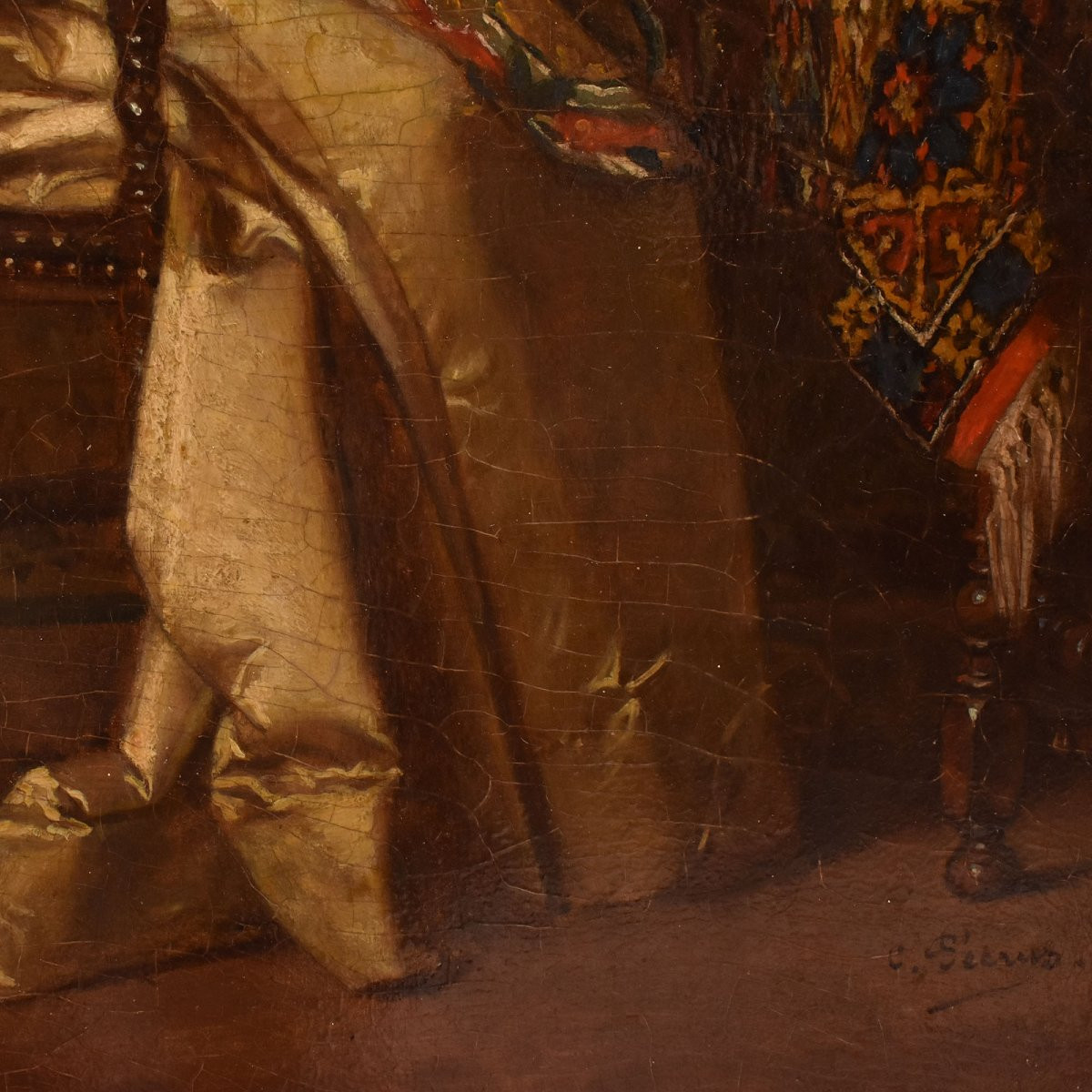 QUADRI ANTICHI DI DONNA CHE CUCE, RITRATTI FEMMINILI, OLIO SU TAVOLA, EPOCA OTTOCENTO. (QR685)-photo-5