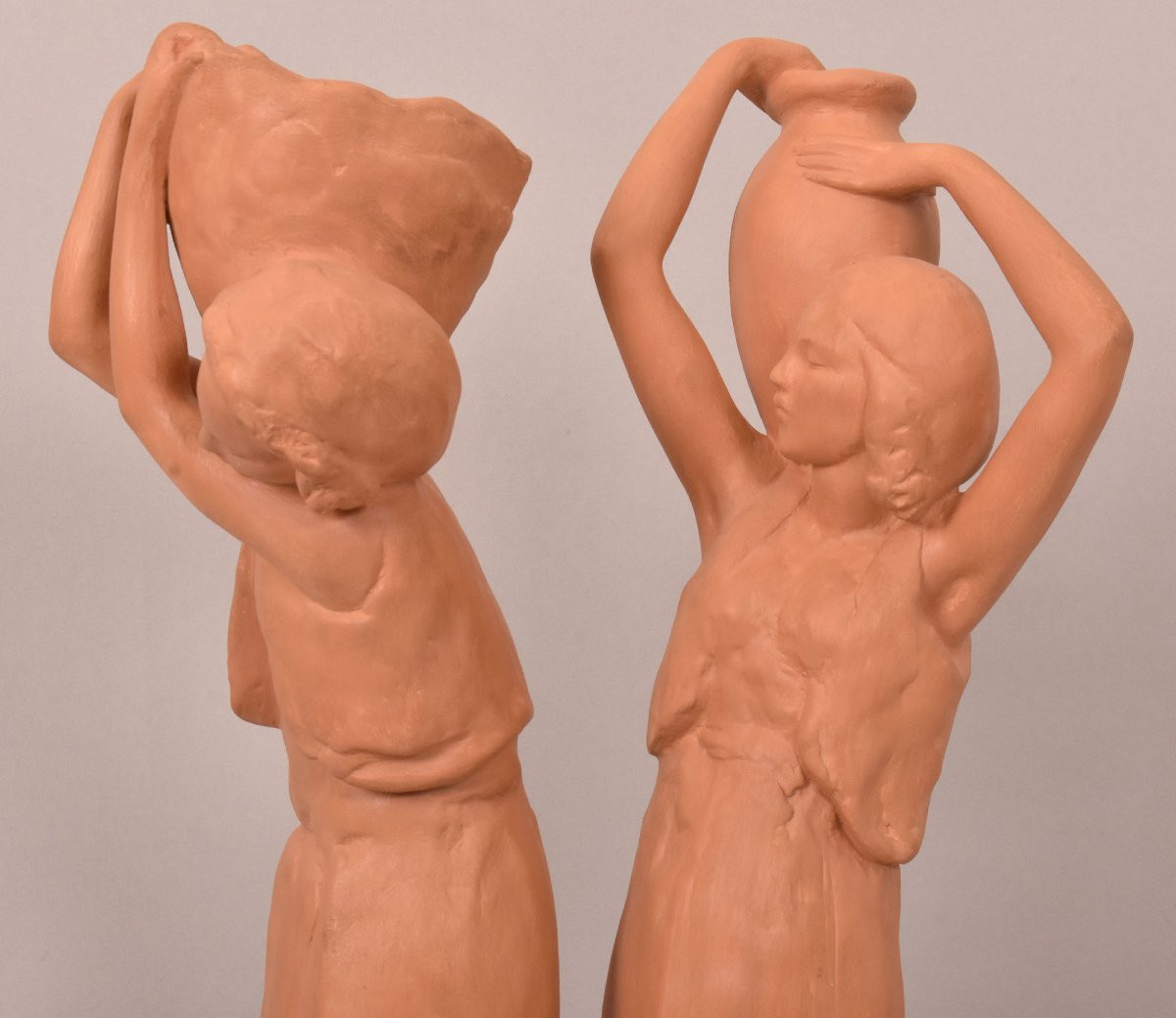 SCULTURE ART DECO IN TERRACOTTA, DONNE E ANFORA, AMEDEO GENNARELLI, SCULTORE ITALIANO. (STTE98)-photo-3