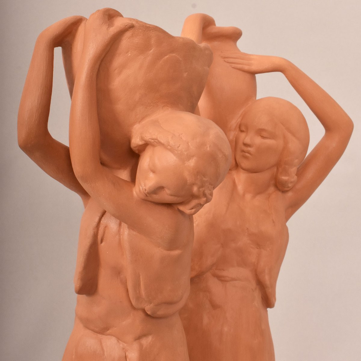 SCULTURE ART DECO IN TERRACOTTA, DONNE E ANFORA, AMEDEO GENNARELLI, SCULTORE ITALIANO. (STTE98)-photo-4
