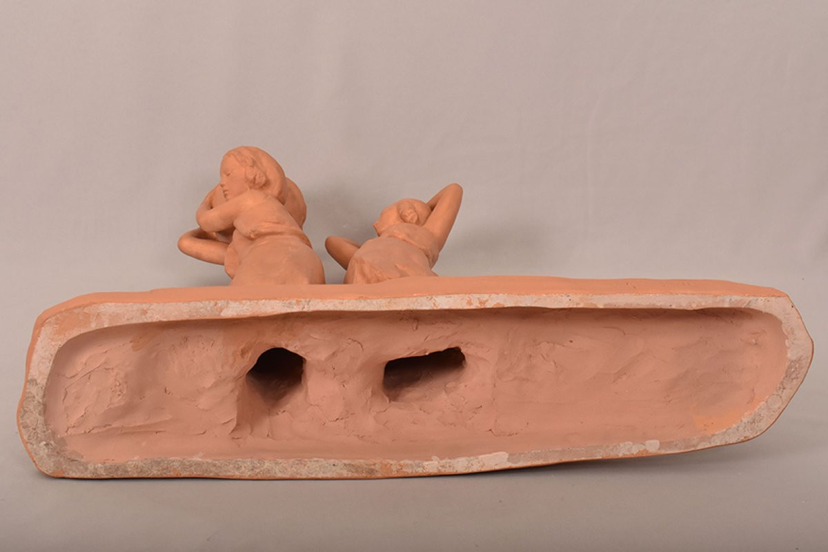 SCULTURE ART DECO IN TERRACOTTA, DONNE E ANFORA, AMEDEO GENNARELLI, SCULTORE ITALIANO. (STTE98)-photo-6