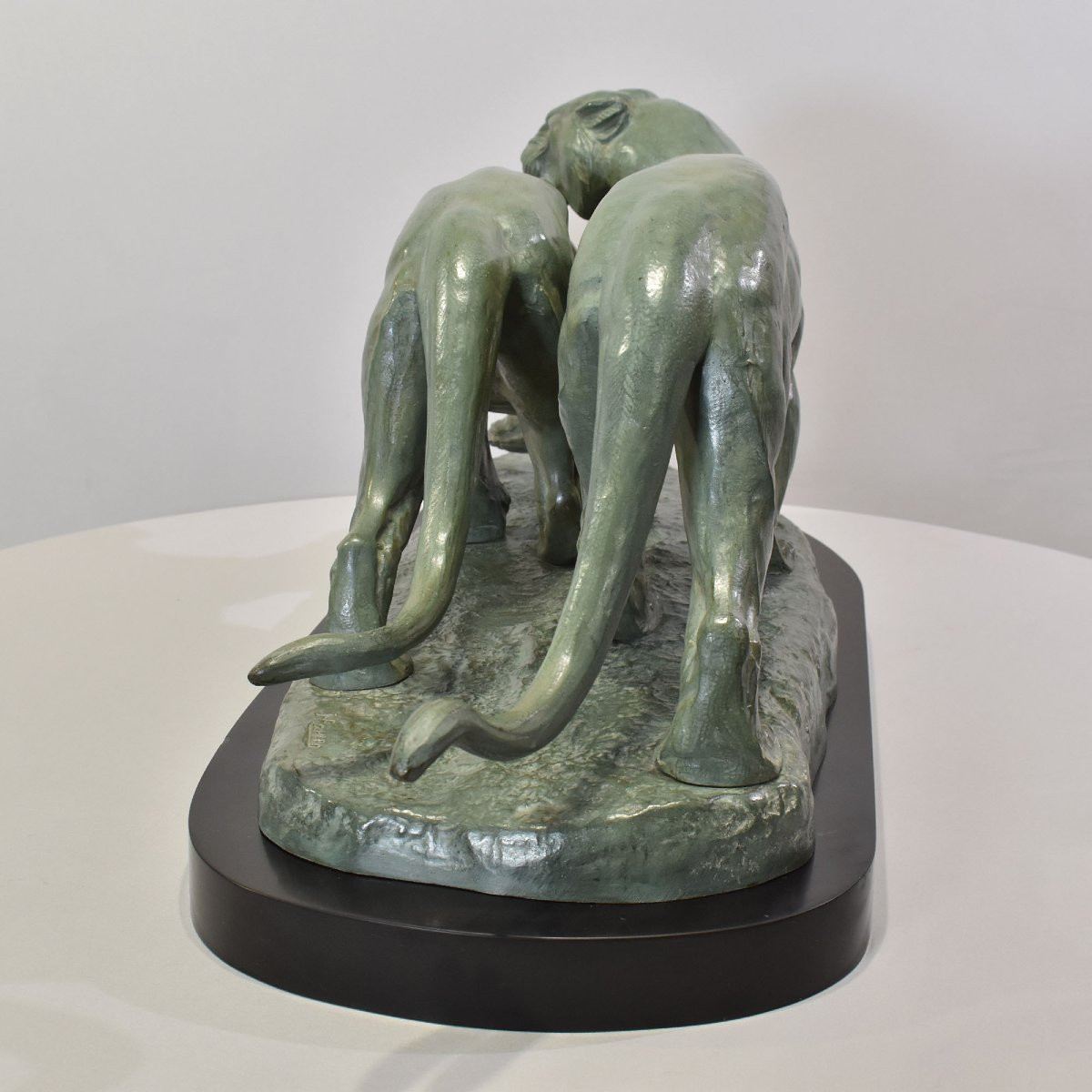 ANTICHE SCULTURE IN BRONZO, DUE PANTERE, IRENEE ROCHARD, ART DECO, XX SECOLO. (STB102)-photo-3