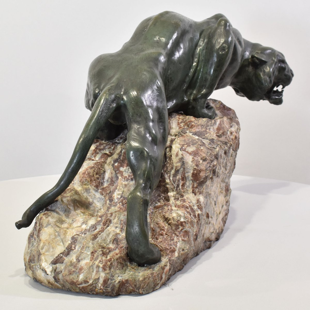 ANTICHE SCULTURE IN BRONZO, GRANDE LEONESSA, GIACOMO MERCULIANO, ART DECO, XX SECOLO. (STB103)-photo-2