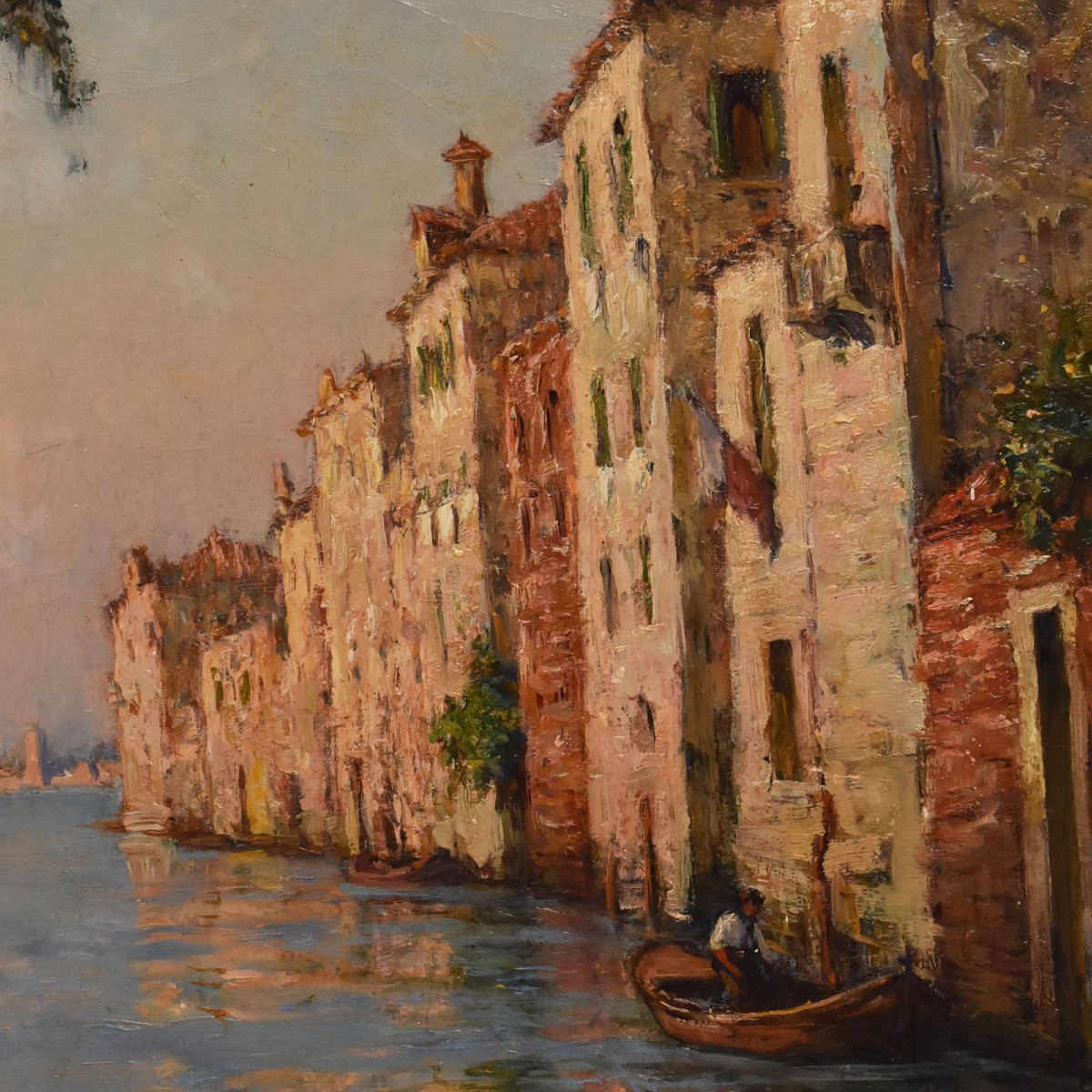 DIPINTI ANTICHI, QUADRI VEDUTA DI VENEZIA, PITTURA AD OLIO SU TELA, XX SECOLO. (QP694)-photo-4