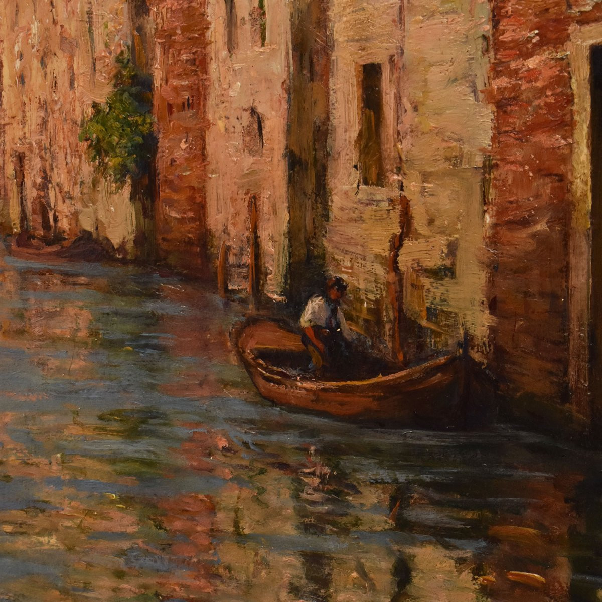 DIPINTI ANTICHI, QUADRI VEDUTA DI VENEZIA, PITTURA AD OLIO SU TELA, XX SECOLO. (QP694)-photo-2
