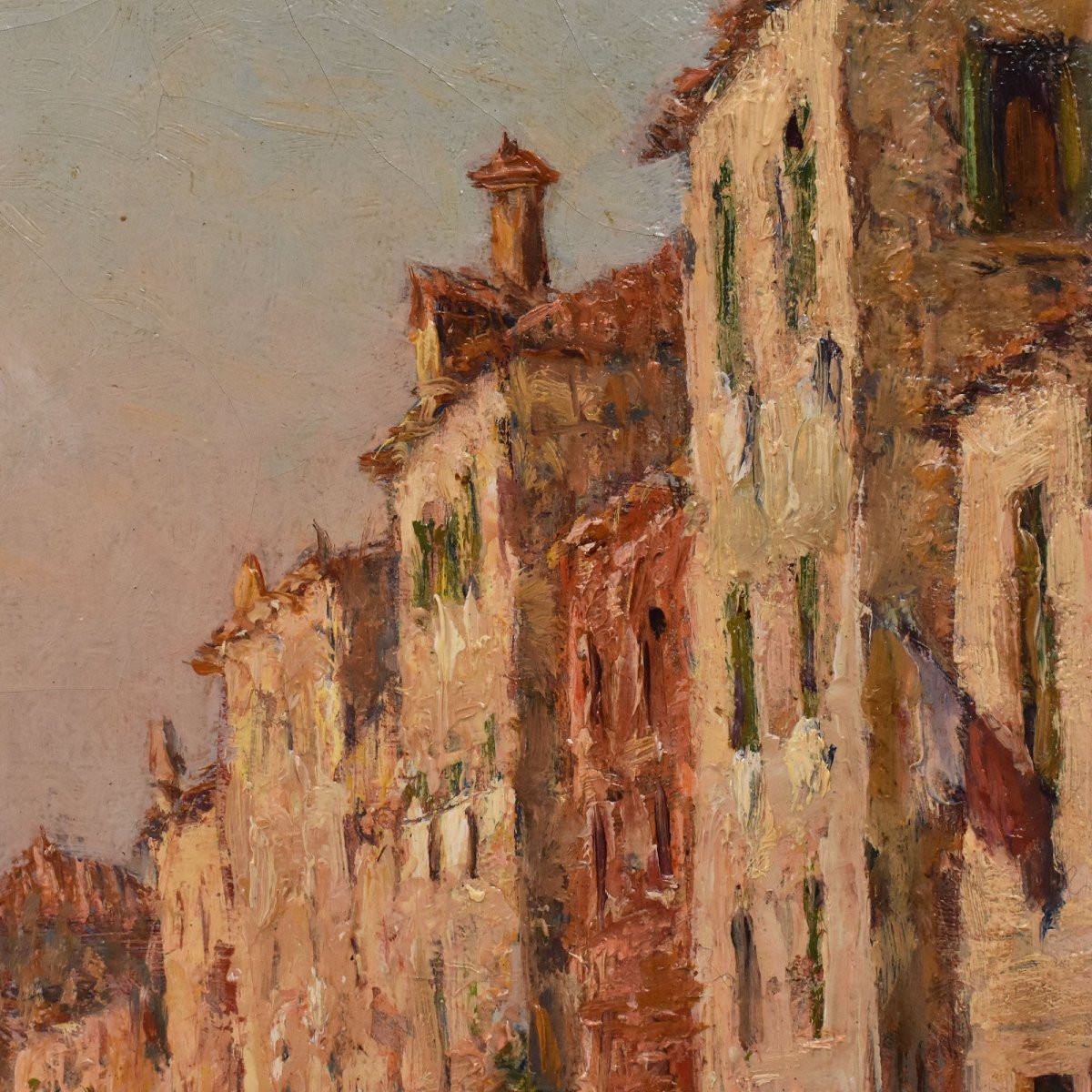 DIPINTI ANTICHI, QUADRI VEDUTA DI VENEZIA, PITTURA AD OLIO SU TELA, XX SECOLO. (QP694)-photo-3