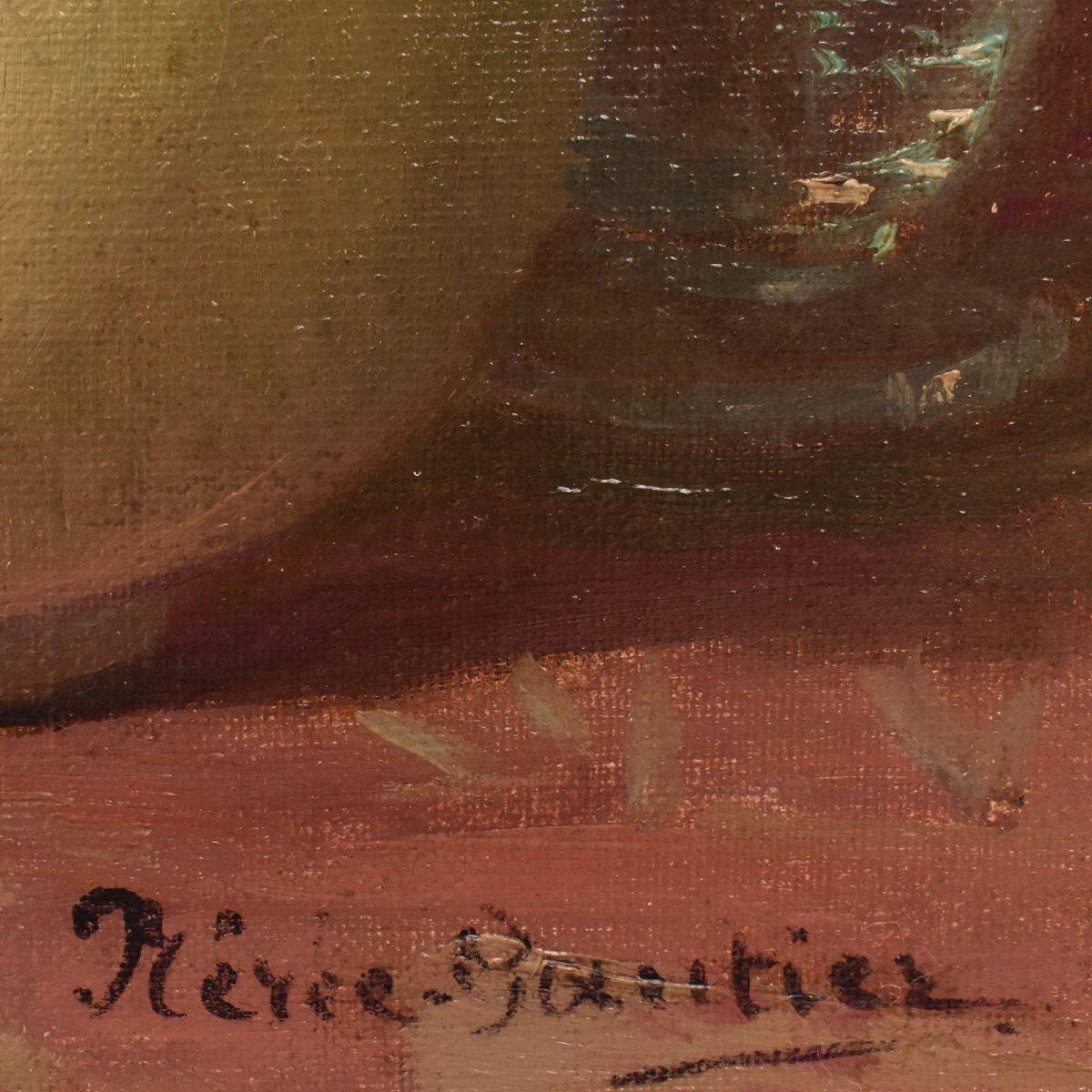 QUADRI ANTICHI, ART NOUVEAU, NATURA MORTA CON FIORI DI ROSA, OLIO SU TELA, XX SECOLO. (QF699)-photo-5