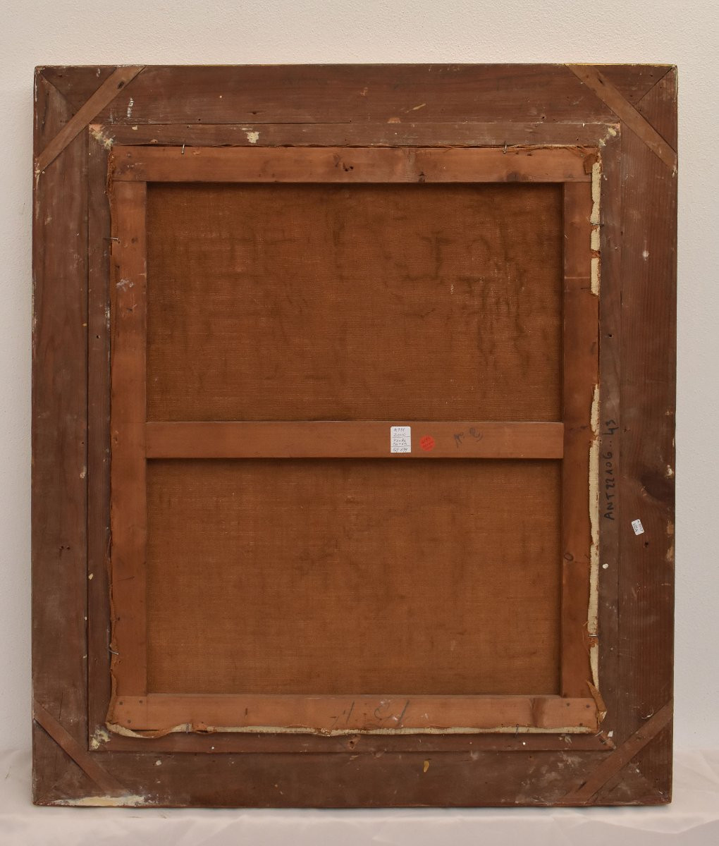 QUADRI ANTICHI, ART NOUVEAU, NATURA MORTA CON FIORI DI ROSA, OLIO SU TELA, XX SECOLO. (QF699)-photo-6