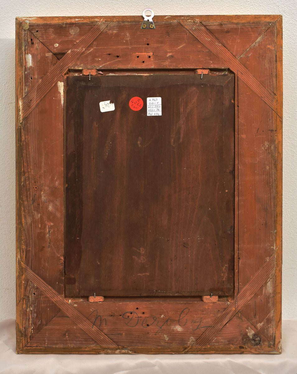 QUADRI ANTICHI, NATURA MORTA CON FIORI DI ROSE ROSA E BIANCHE, OLIO SU TAVOLA, DELL'800. (QF704-photo-6