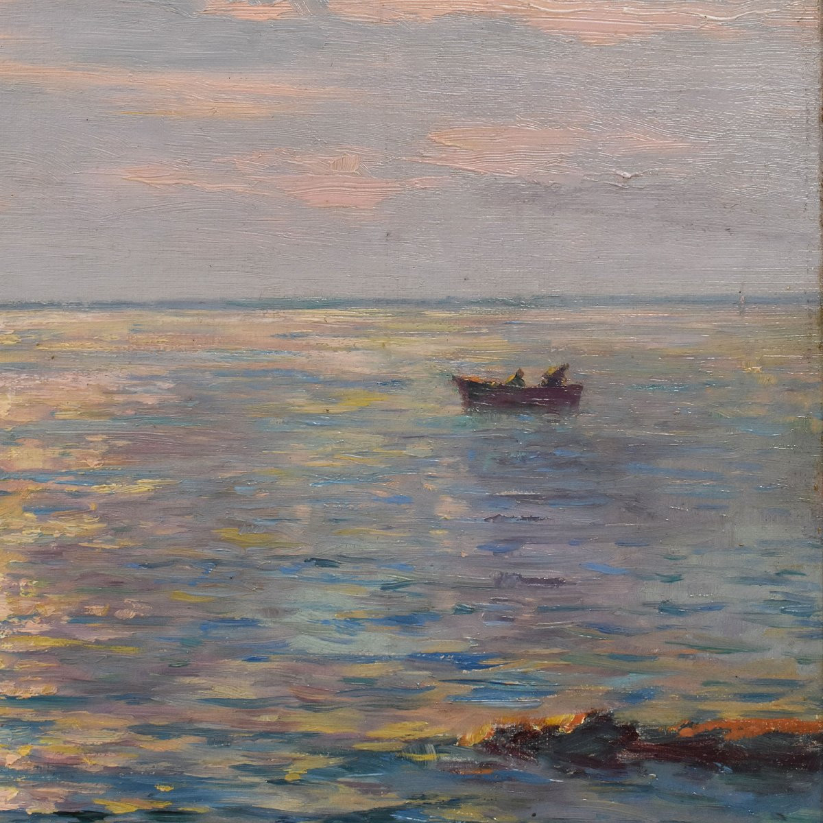 QUADRI ANTICHI, QUADRI MARE, MARINA CON VELIERO, PITTURA AD OLIO SU TELA, DELL'800. (QM701)-photo-4