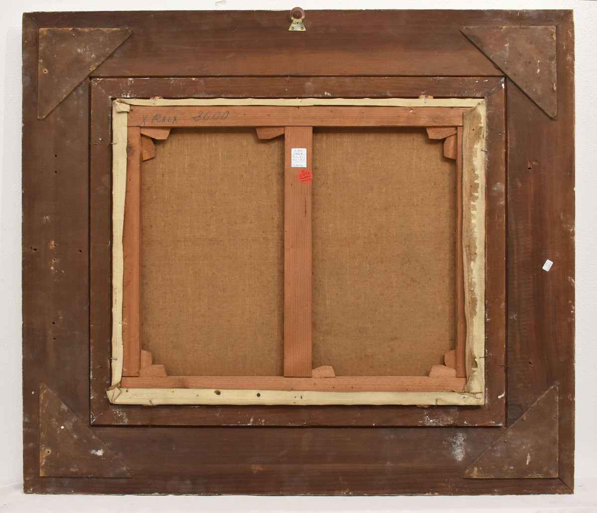 QUADRI ANTICHI, QUADRI MARE, MARINA CON VELIERO, PITTURA AD OLIO SU TELA, DELL'800. (QM701)-photo-6