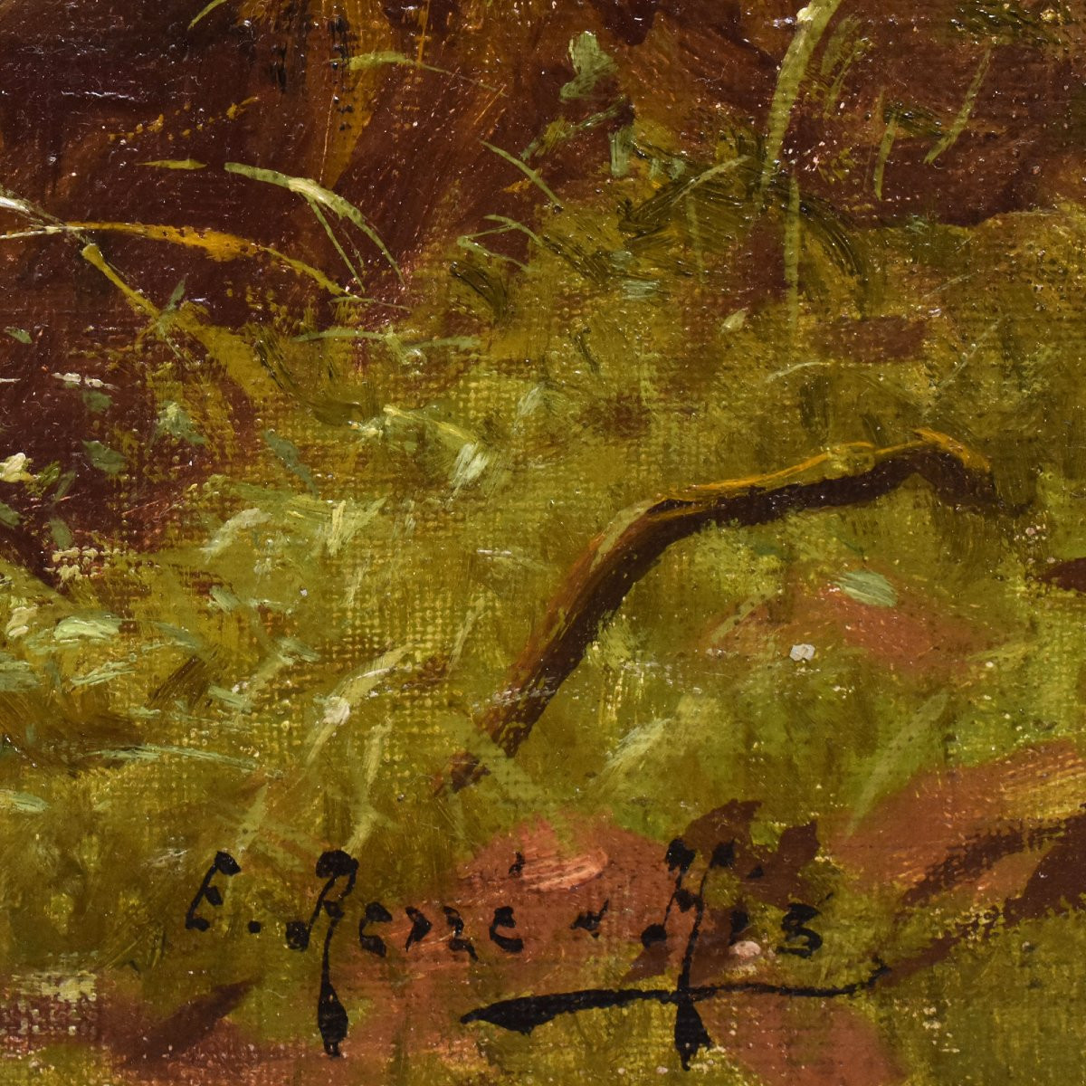 DIPINTI ANTICHI PAESAGGI CON FIUME, EDMOND HIS, OLIO SU TELA, PRIMI DEL NOVECENTO. (QP703)-photo-5