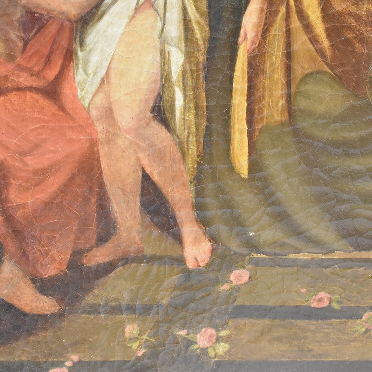 QUADRI ANTICHI, MITOLOGIA GRECA, PARIDE ED ELENA CON AFRODITE, OLIO SU TELA, OTTOCENTO. (QM245)-photo-2