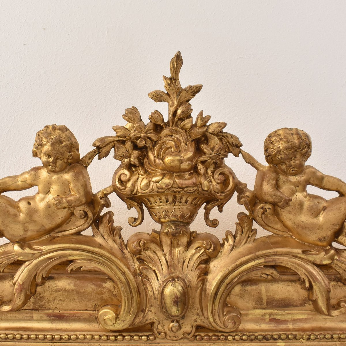 SPECCHIO ANTICO CON FIORI E PUTTI, SPECCHIERA ANTICA LUIGI FILIPPO, CORNICE DORATA, XIX(SPC183)-photo-2