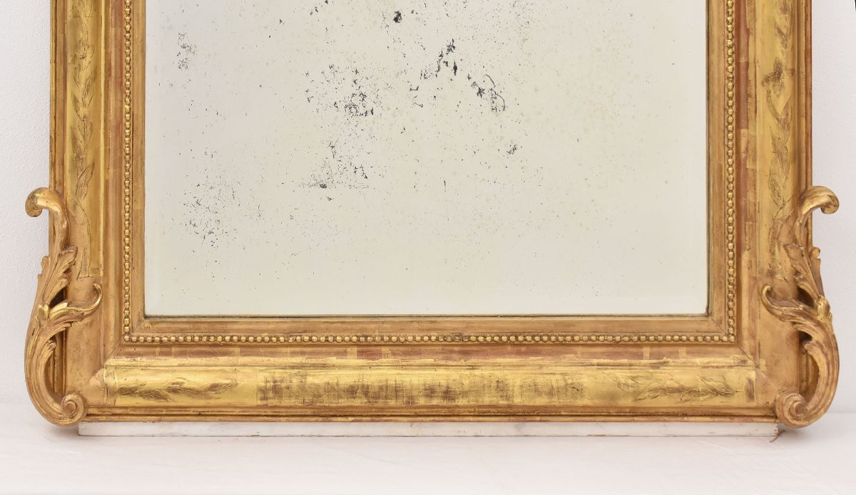 SPECCHIO ANTICO CON FIORI E PUTTI, SPECCHIERA ANTICA LUIGI FILIPPO, CORNICE DORATA, XIX(SPC183)-photo-5