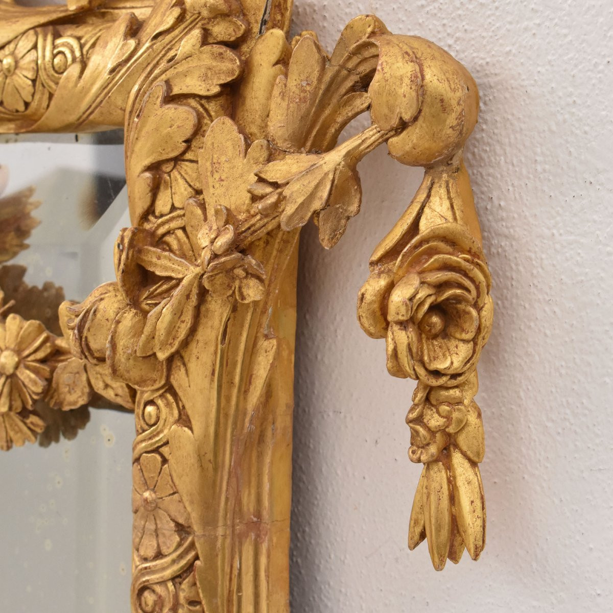 SPECCHIO ANTICO CON STEMMA, LUIGI FILIPPO, CORNICE DORATA IN LEGNO INTAGLIATO, XIX  (SPC193)-photo-6