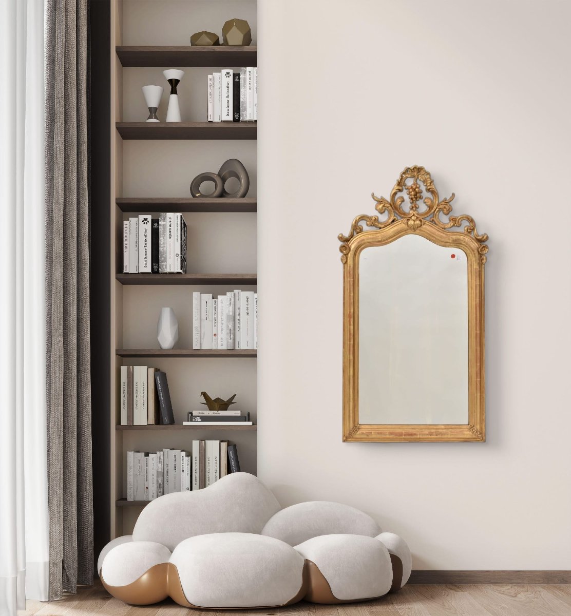 SPECCHIO ANTICO CON UVA, SPECCHIERA  ANTICA LUIGI FILIPPO, CORNICE DORATA, XIX SECOLO. (SPC194)-photo-2