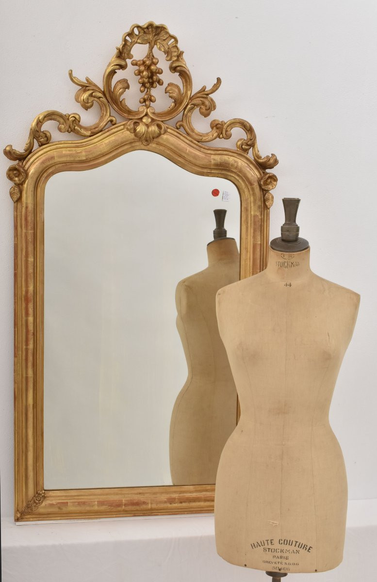 SPECCHIO ANTICO CON UVA, SPECCHIERA  ANTICA LUIGI FILIPPO, CORNICE DORATA, XIX SECOLO. (SPC194)-photo-3