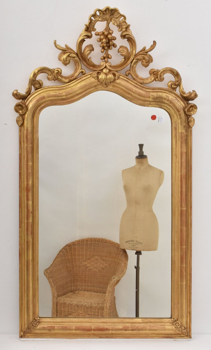 SPECCHIO ANTICO CON UVA, SPECCHIERA  ANTICA LUIGI FILIPPO, CORNICE DORATA, XIX SECOLO. (SPC194)-photo-4