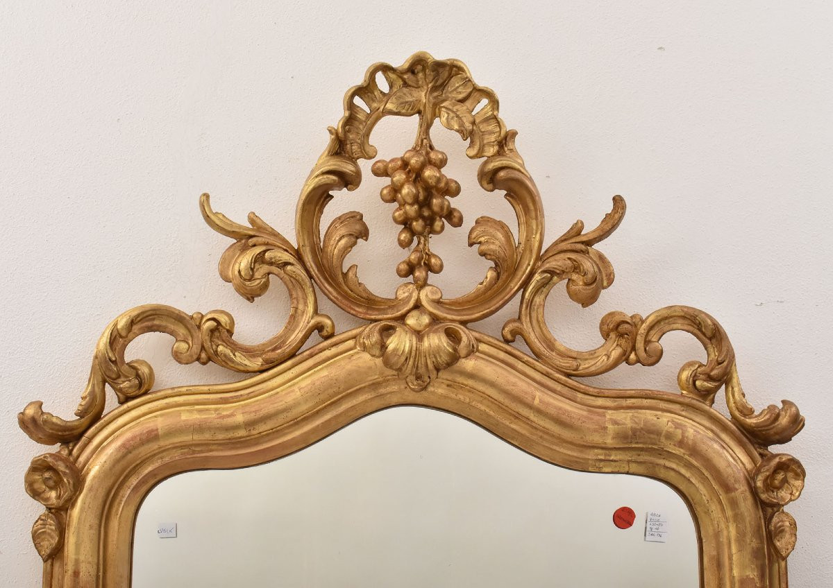 SPECCHIO ANTICO CON UVA, SPECCHIERA  ANTICA LUIGI FILIPPO, CORNICE DORATA, XIX SECOLO. (SPC194)-photo-1