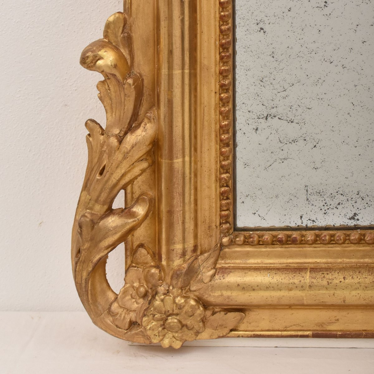 SPECCHIO ANTICO DORATO CON CIMASA A CONCHIGLIA, SPECCHIERA  ANTICA LUIGI FILIPPO, XIX. (SPC195)-photo-5