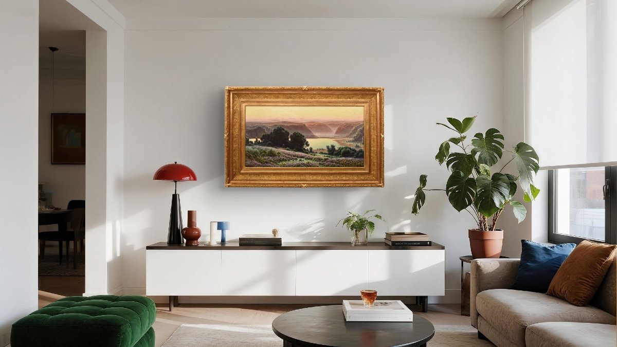 DIPINTI ANTICHI PAESAGGI, LAC DE CHAMBLY, DIDIER POUGET, OLIO SU TELA, NOVECENTO. (QP706)-photo-2