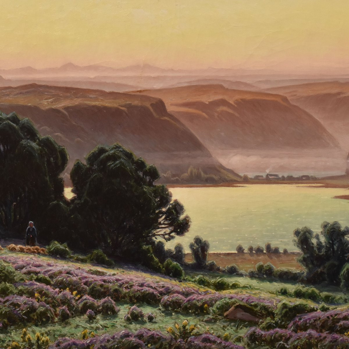 DIPINTI ANTICHI PAESAGGI, LAC DE CHAMBLY, DIDIER POUGET, OLIO SU TELA, NOVECENTO. (QP706)-photo-4