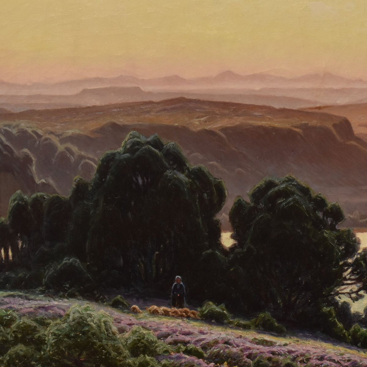 DIPINTI ANTICHI PAESAGGI, LAC DE CHAMBLY, DIDIER POUGET, OLIO SU TELA, NOVECENTO. (QP706)-photo-1