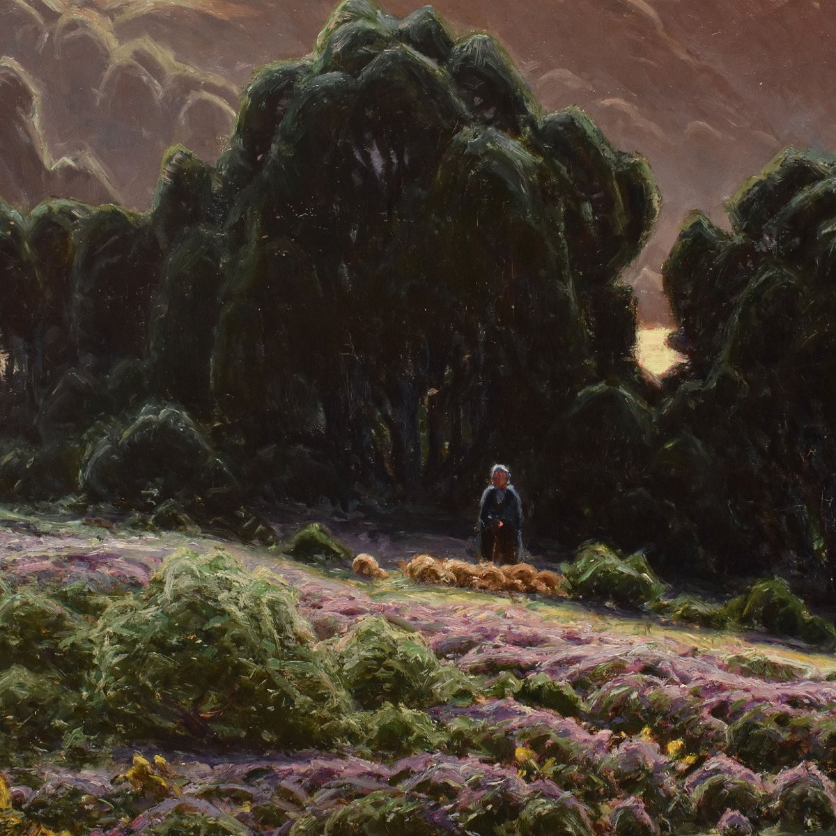 DIPINTI ANTICHI PAESAGGI, LAC DE CHAMBLY, DIDIER POUGET, OLIO SU TELA, NOVECENTO. (QP706)-photo-2