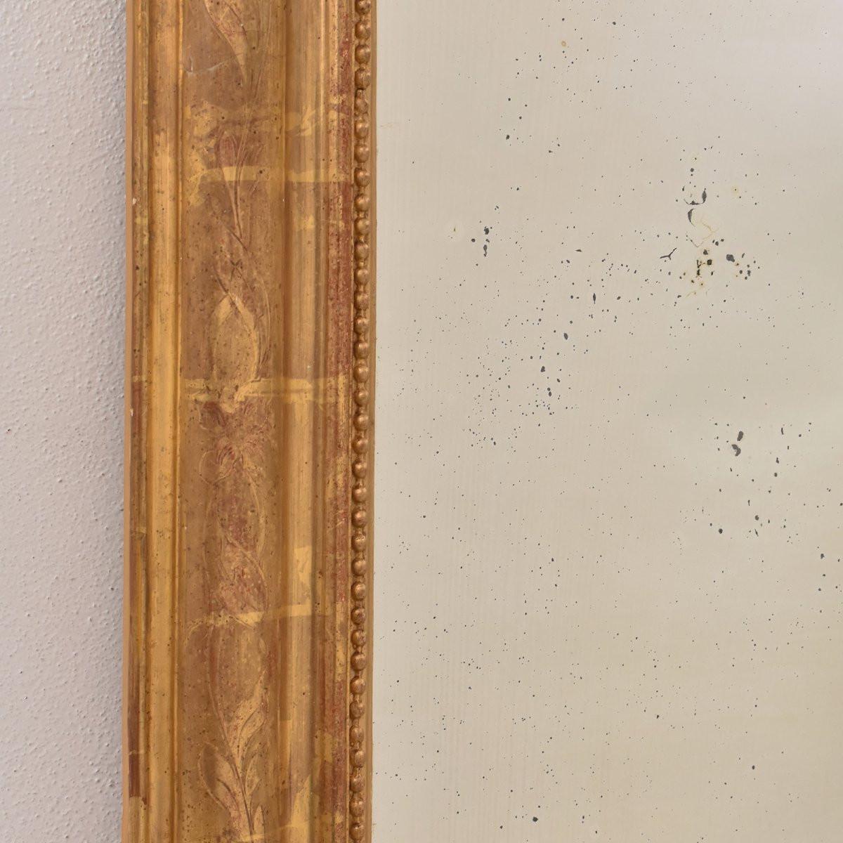 SPECCHIO ANTICO CON CIMASA FLOREALE, LUIGI FILIPPO, CORNICE DORATA, XIX SECOLO. (SPC199)-photo-5