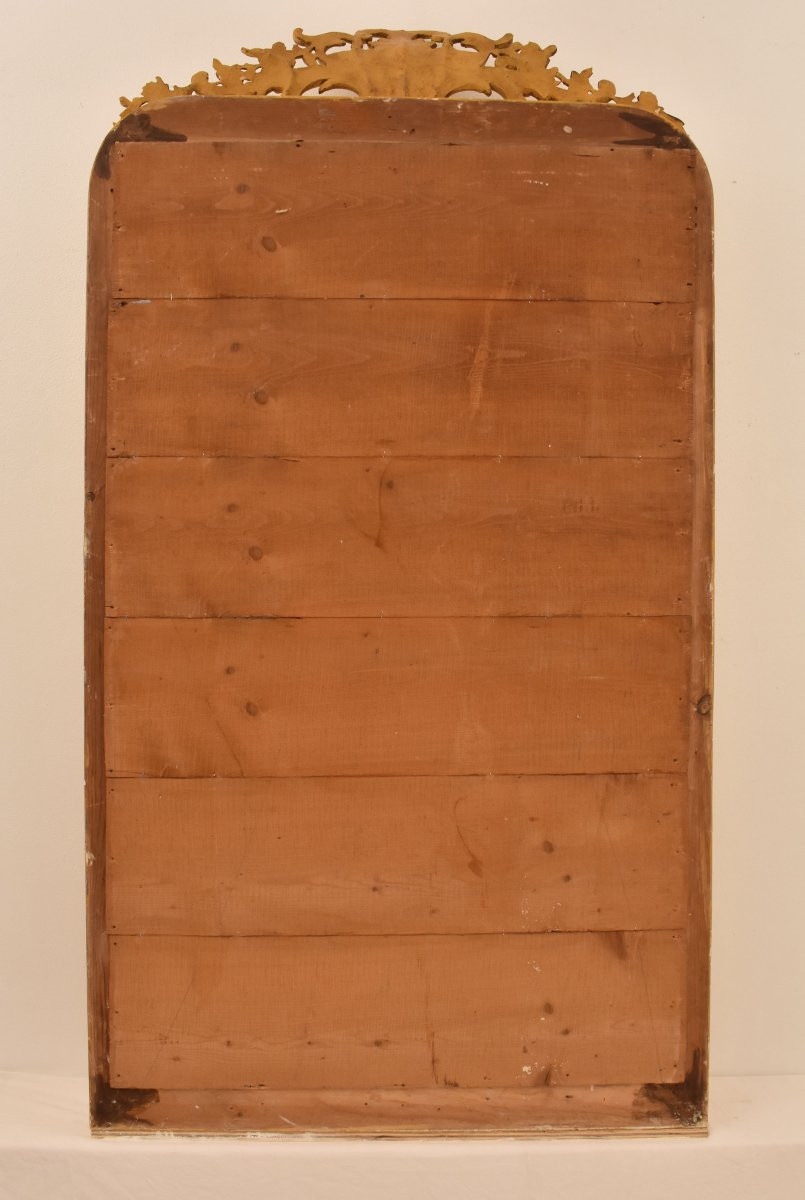 SPECCHIO ANTICO CON CIMASA FLOREALE, LUIGI FILIPPO, CORNICE DORATA, XIX SECOLO. (SPC199)-photo-6