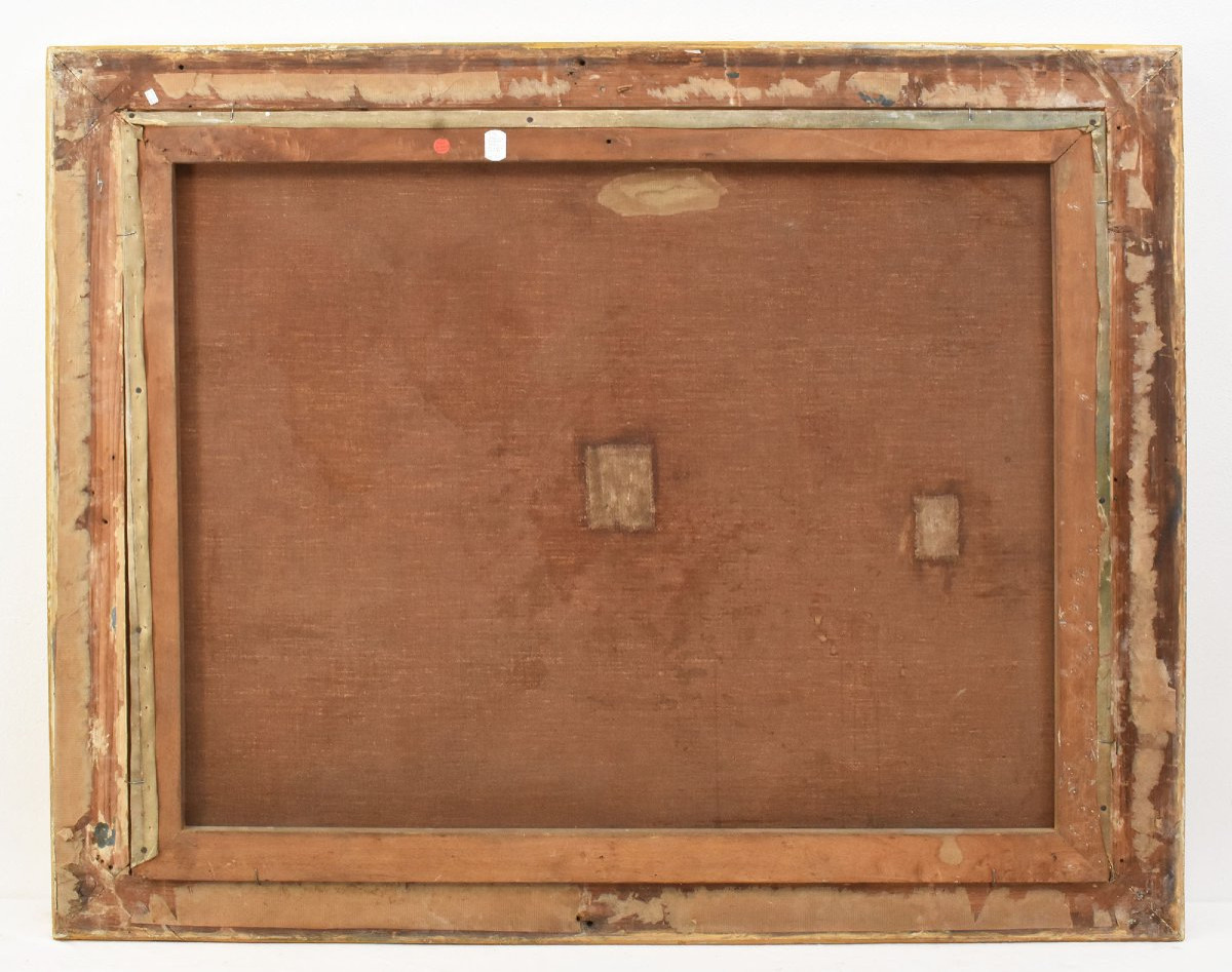 DIPINTI ANTICHI DI FIORI DI LILLÀ, PITTURA AD OLIO SU TELA, INIZIO 900, ART DECO. (QF710)-photo-7