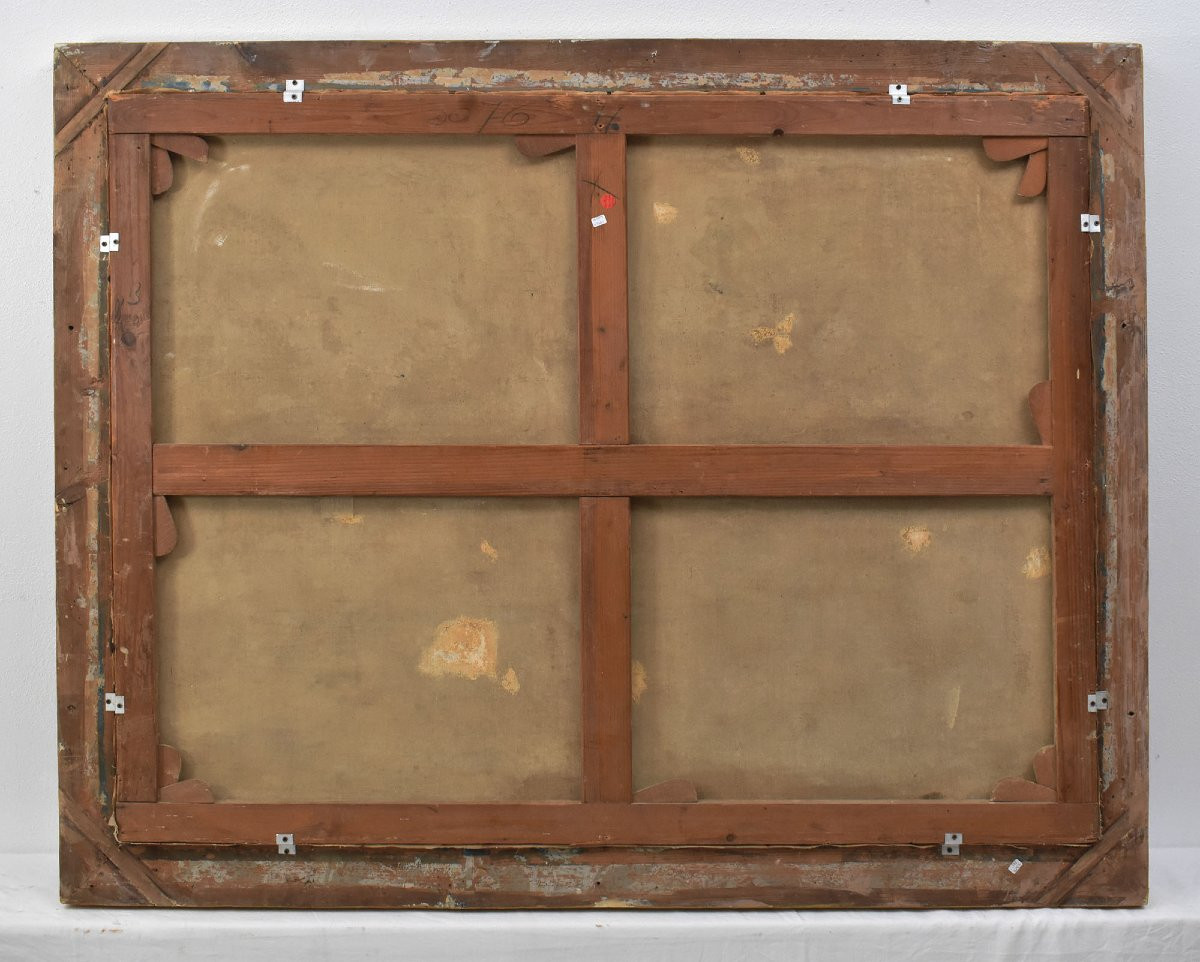 DIPINTI ANTICHI PAESAGGIO CON FIUME E NINFEE, OLIO SU TELA, INIZIO XX SECOLO (QP709)-photo-6