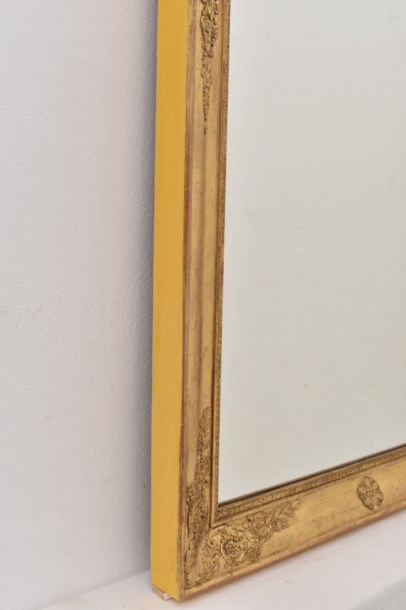 SPECCHIO ANTICO RETTANGOLARE, SPECCHIERA ANTICA IMPERO, CORNICE DORATA, XIX SECOLO. (SPR200)-photo-5