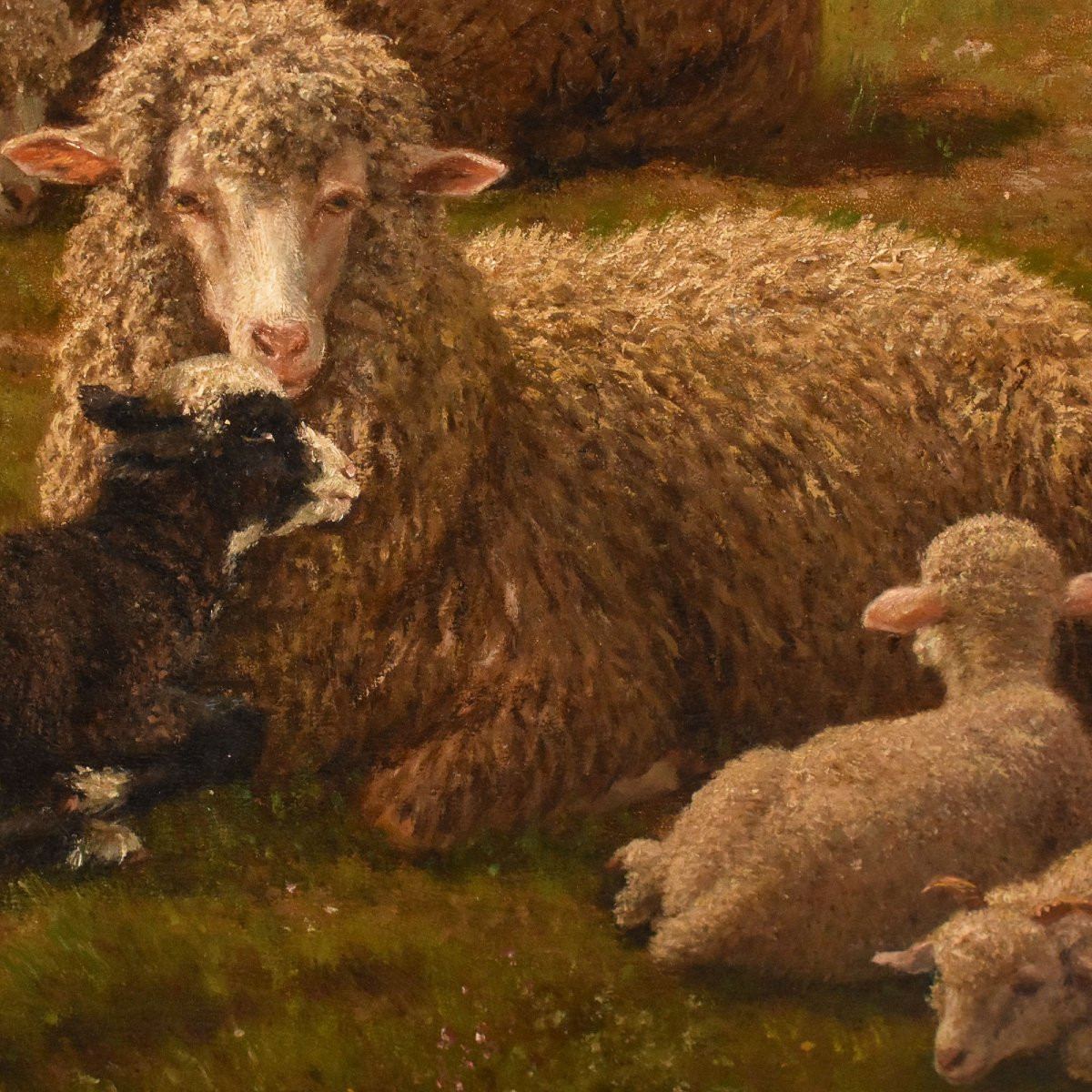 DIPINTI ANTICHI CON PAESAGGI CON GREGGE E PASTORE, OLIO SU TELA, DEL XIX SECOLO. (QP712)-photo-4