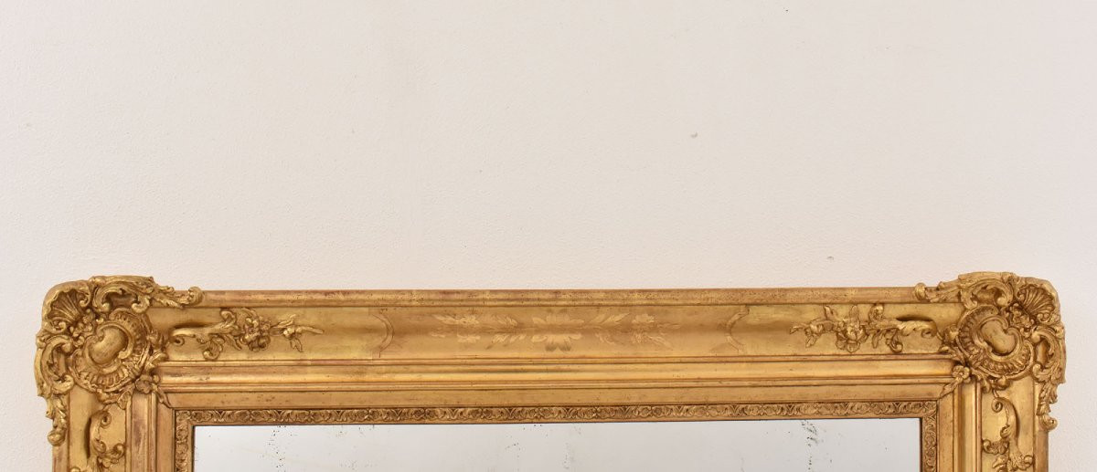 SPECCHIO ANTICO RETTANGOLARE, SPECCHIERA  ANTICA, CORNICE DORATA, XIX SECOLO. (SPR202)-photo-1