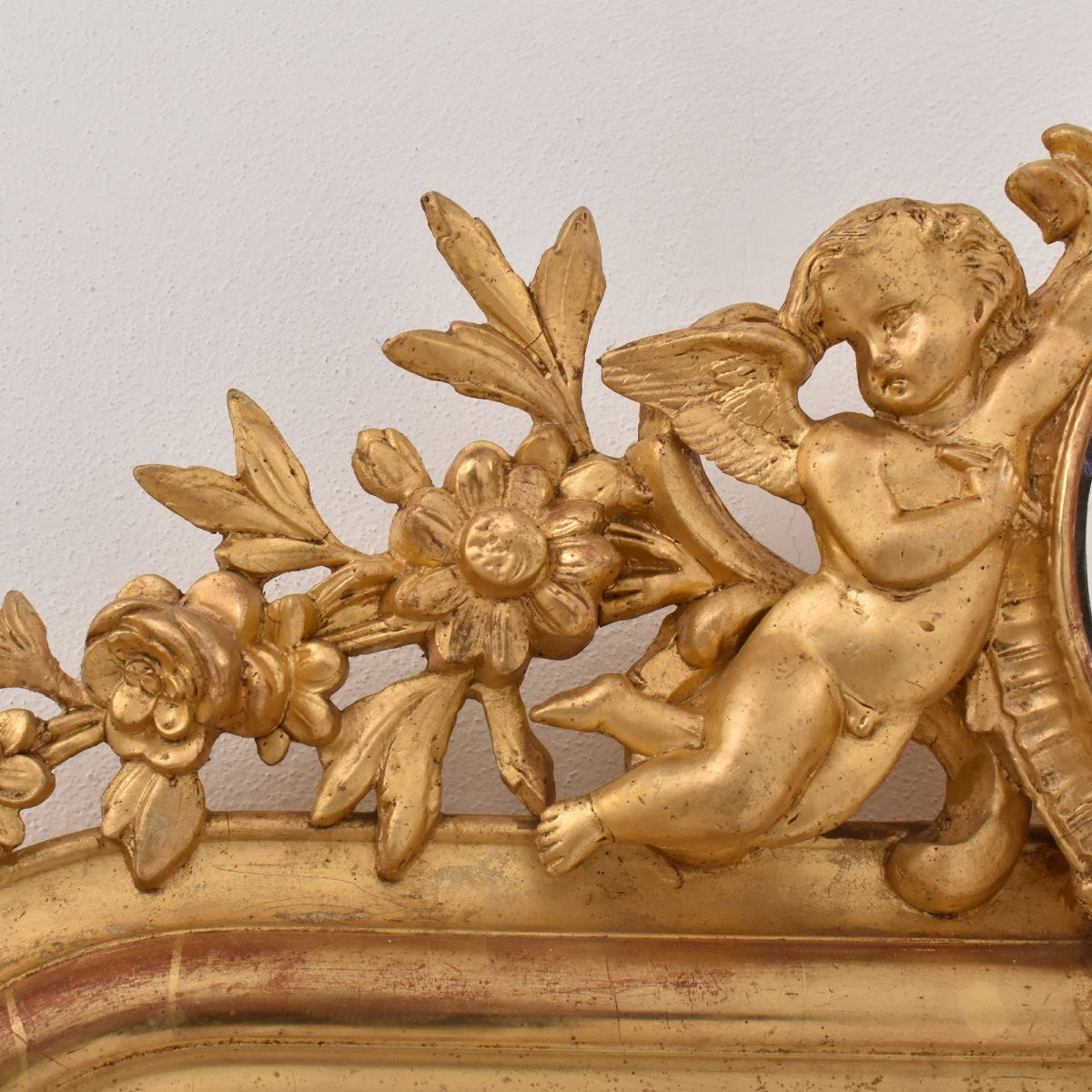 SPECCHIO ANTICO CON PUTTI E CIMASA,   LUIGI FILIPPO, CORNICE DORATA, XIX  (SPC203)-photo-4