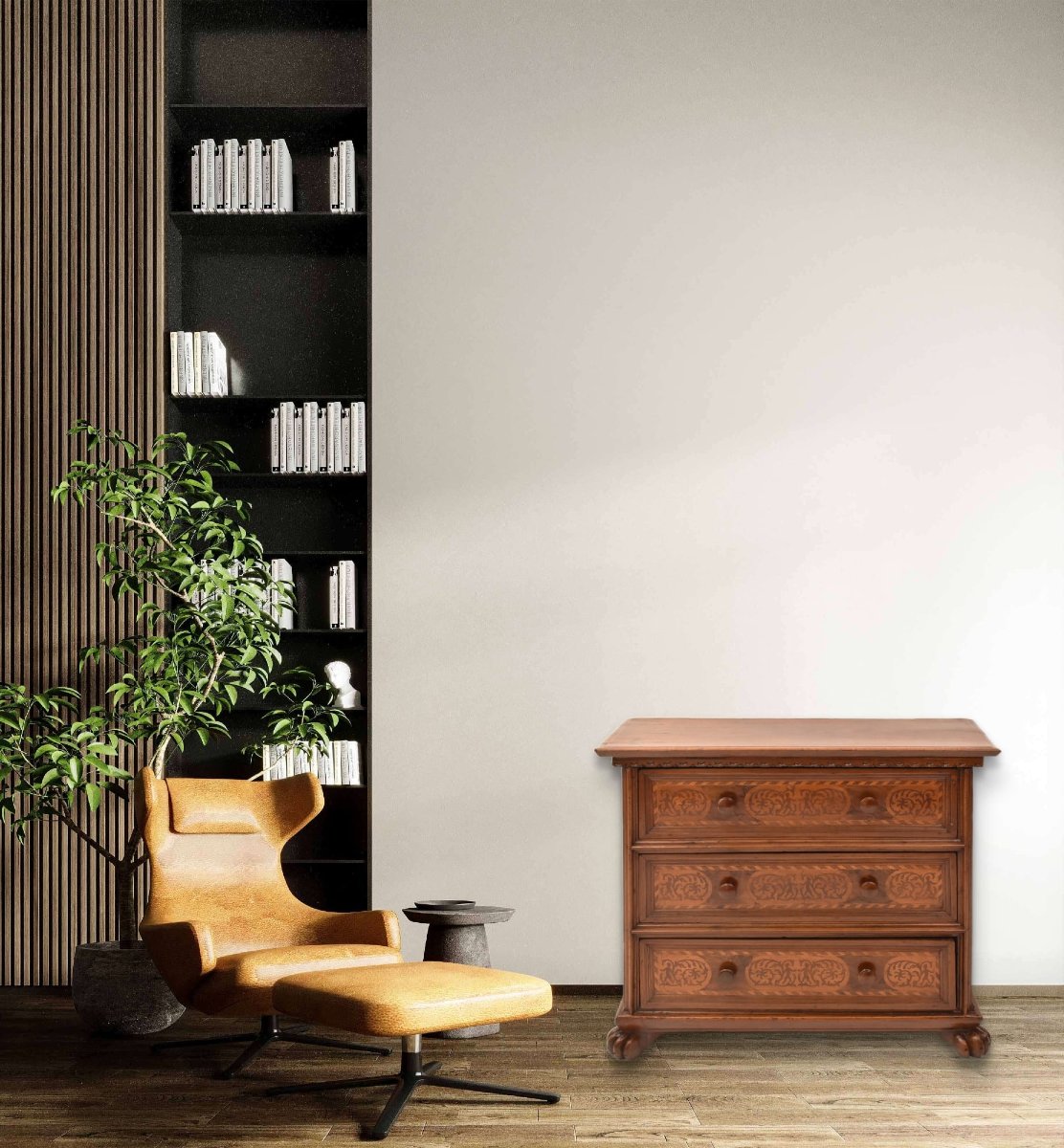 MOBILI ANTICHI, PICCOLA CASSETTIERA ANTICA, CANTERANO VENEZIANO, LEGNO INTARSIATO (COM41)-photo-2