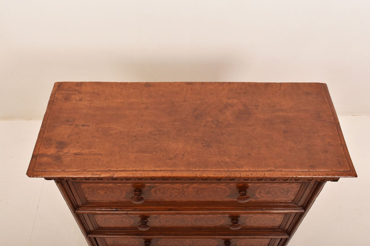 MOBILI ANTICHI, PICCOLA CASSETTIERA ANTICA, CANTERANO VENEZIANO, LEGNO INTARSIATO (COM41)-photo-3
