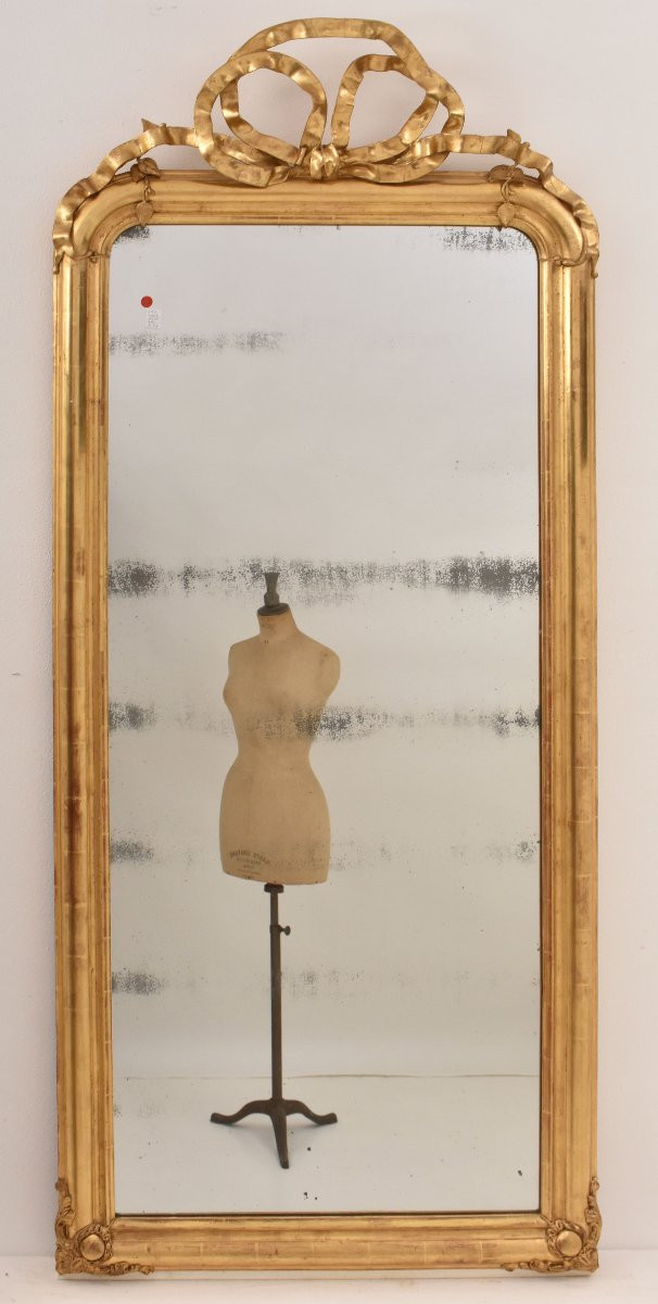 SPECCHIERE ANTICHE, SPECCHIO ANTICO CON NODO D'AMORE, CORNICE DORATA, XIX SECOLO. (SPC206)-photo-4