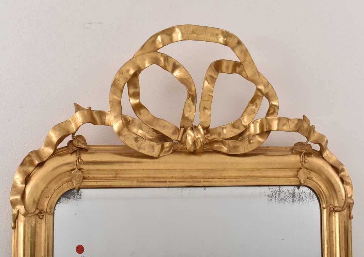 SPECCHIERE ANTICHE, SPECCHIO ANTICO CON NODO D'AMORE, CORNICE DORATA, XIX SECOLO. (SPC206)-photo-1