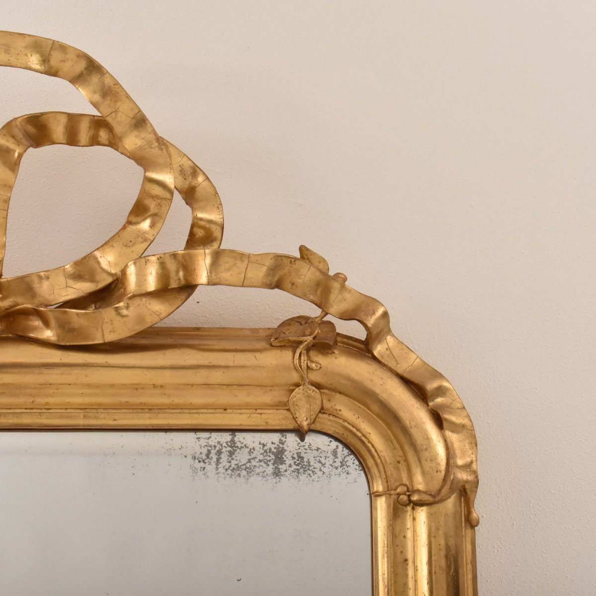 SPECCHIERE ANTICHE, SPECCHIO ANTICO CON NODO D'AMORE, CORNICE DORATA, XIX SECOLO. (SPC206)-photo-3