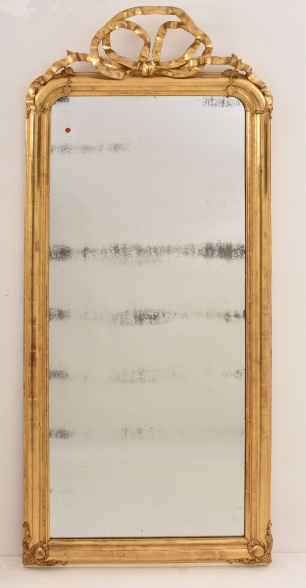 SPECCHIERE ANTICHE, SPECCHIO ANTICO CON NODO D'AMORE, CORNICE DORATA, XIX SECOLO. (SPC206)