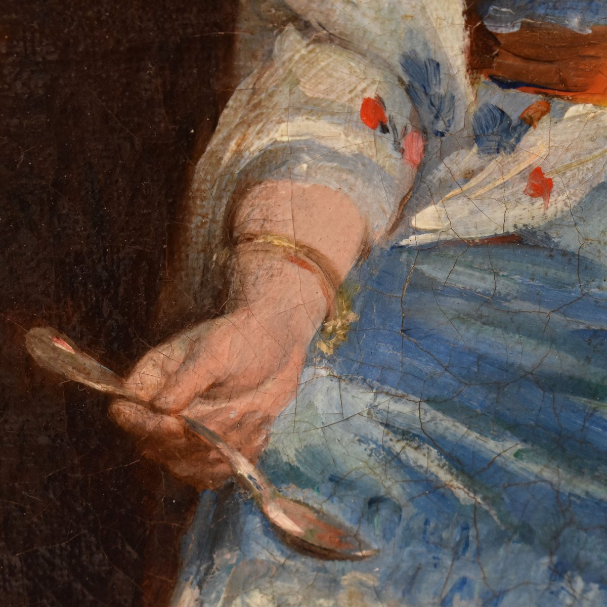 QUADRI ANTICHI, RITRATTI DI DONNA CON GATTO, OLIO SU TELA, SCENA D'INTERNO, XIX. (QR715)-photo-4