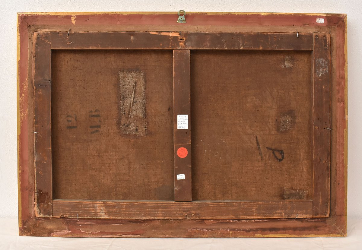 DIPINTI ANTICHI DI FIORI, NATURE MORTE CON PEONIE, OLIO SU TELA, XIX SECOLO. (QF716)-photo-5