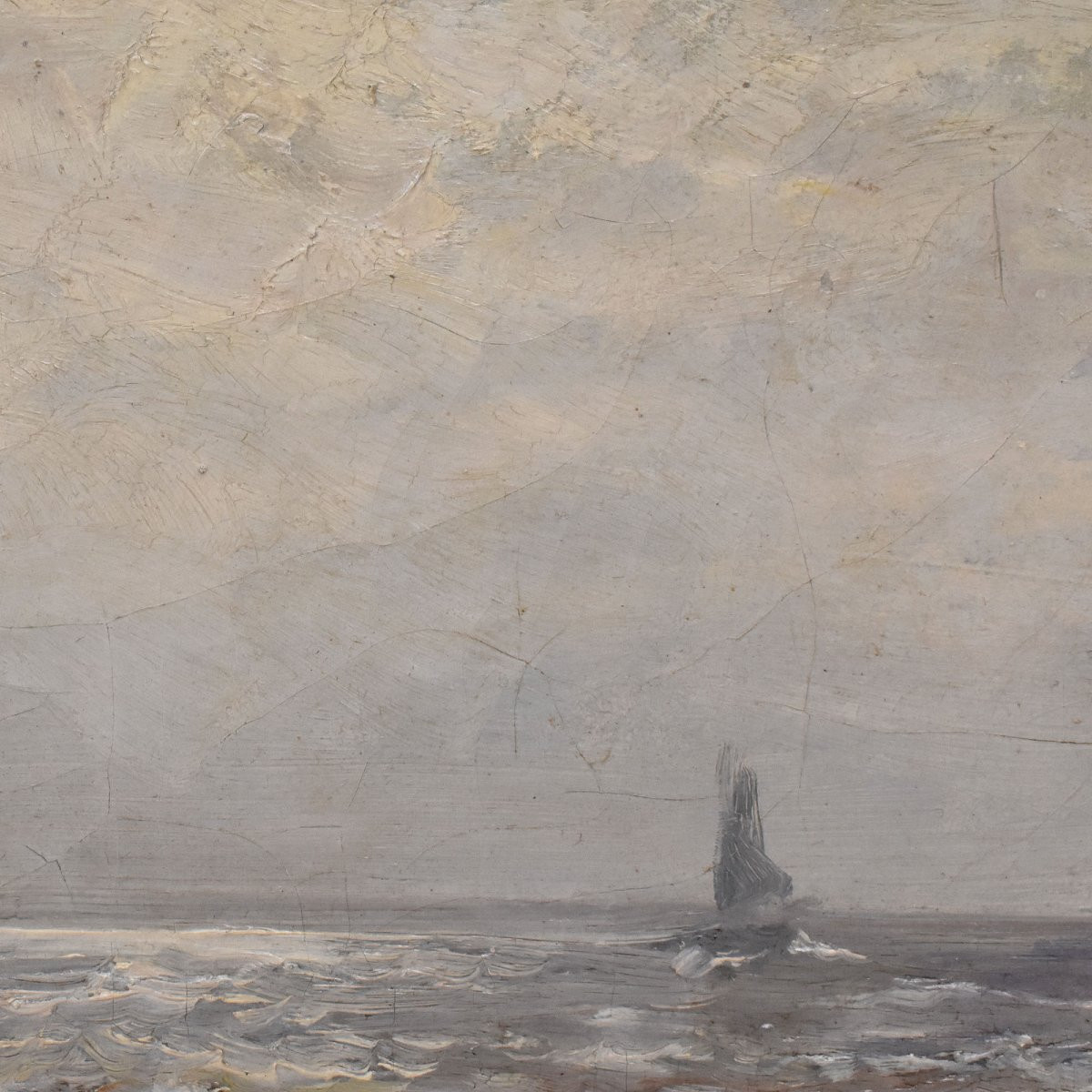 QUADRI MARINE, MARINA CON ONDE, PITTURA AD OLIO SU TELA, PRIMI DEL XX SECOLO. (QM717)-photo-2