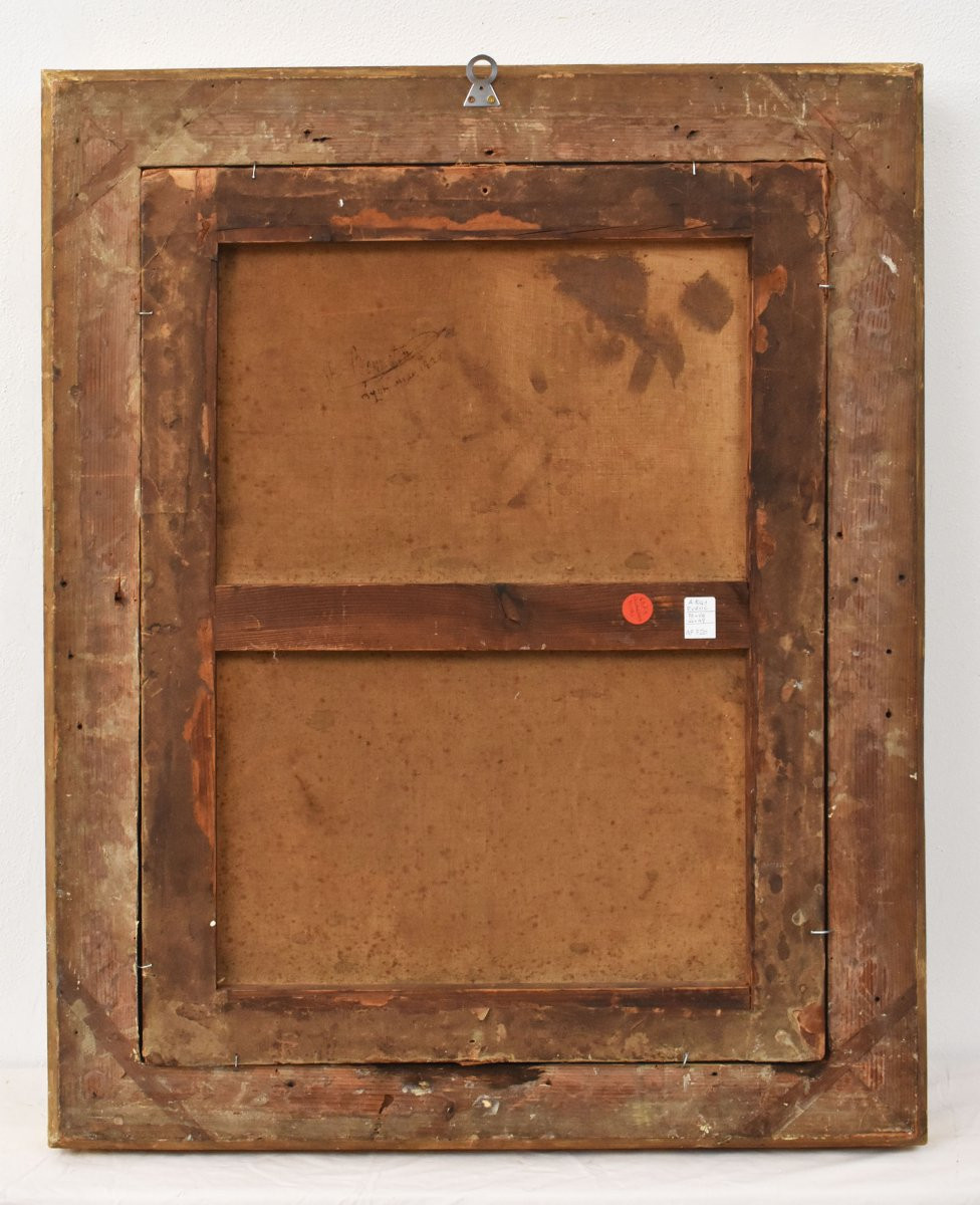 DIPINTI ANTICHI DI FIORI, NATURE MORTE CON PEONIE E ROSE, OLIO SU CARTA, XIX SECOLO. (QF720)-photo-8