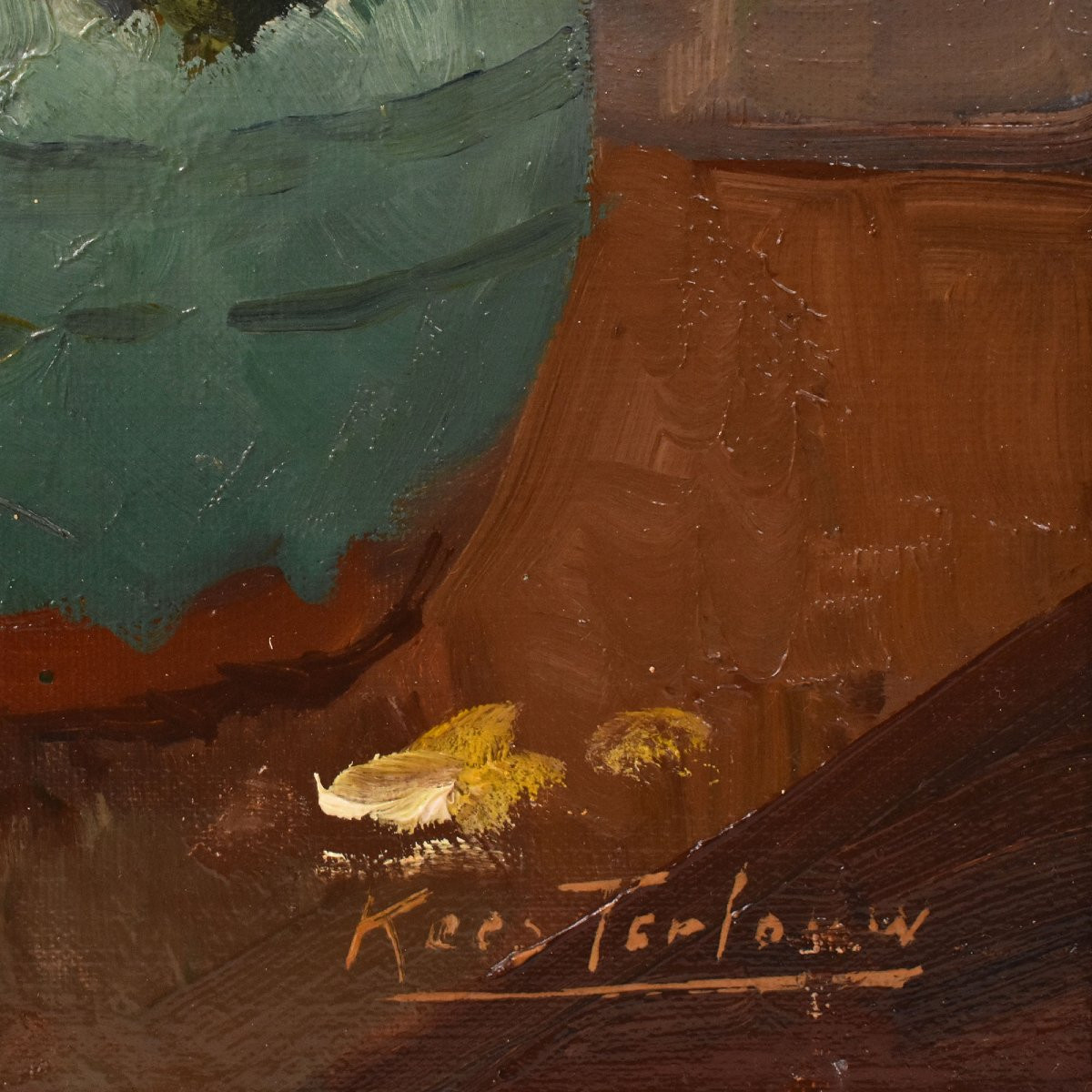 QUADRI ANTICHI, PICCOLA NATURA MORTA CON FIORI DI ROSE GIALLE, OLIO SU TELA, XX SECOLO. (QF719)-photo-4