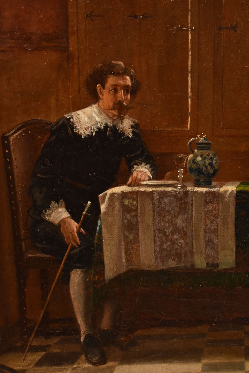 QUADRI ANTICHI, RITRATTI FIAMMINGHI, SCENE D'INTERNI, OLIO SU TELA, EPOCA OTTOCENTO. (QR721)-photo-2