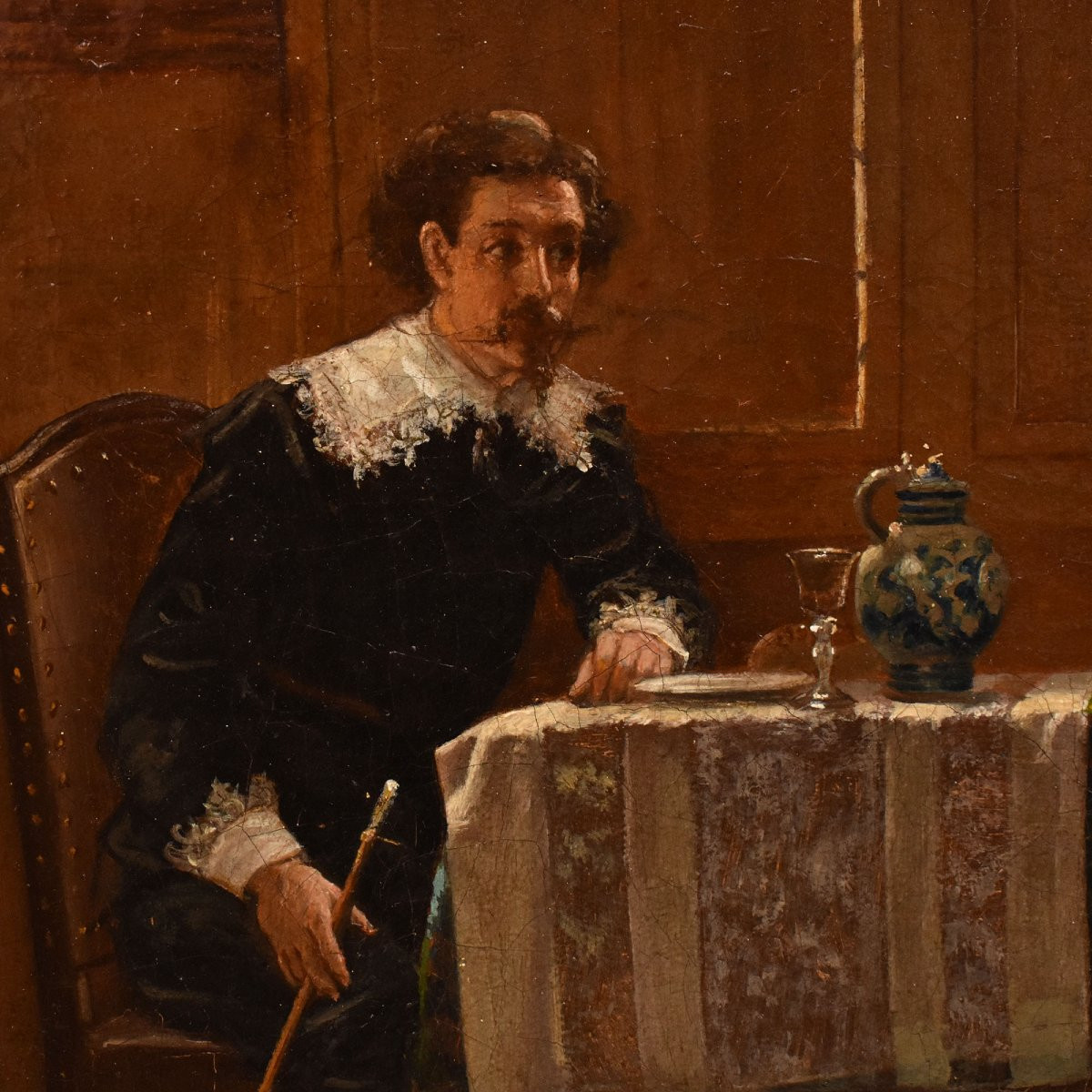 QUADRI ANTICHI, RITRATTI FIAMMINGHI, SCENE D'INTERNI, OLIO SU TELA, EPOCA OTTOCENTO. (QR721)-photo-4